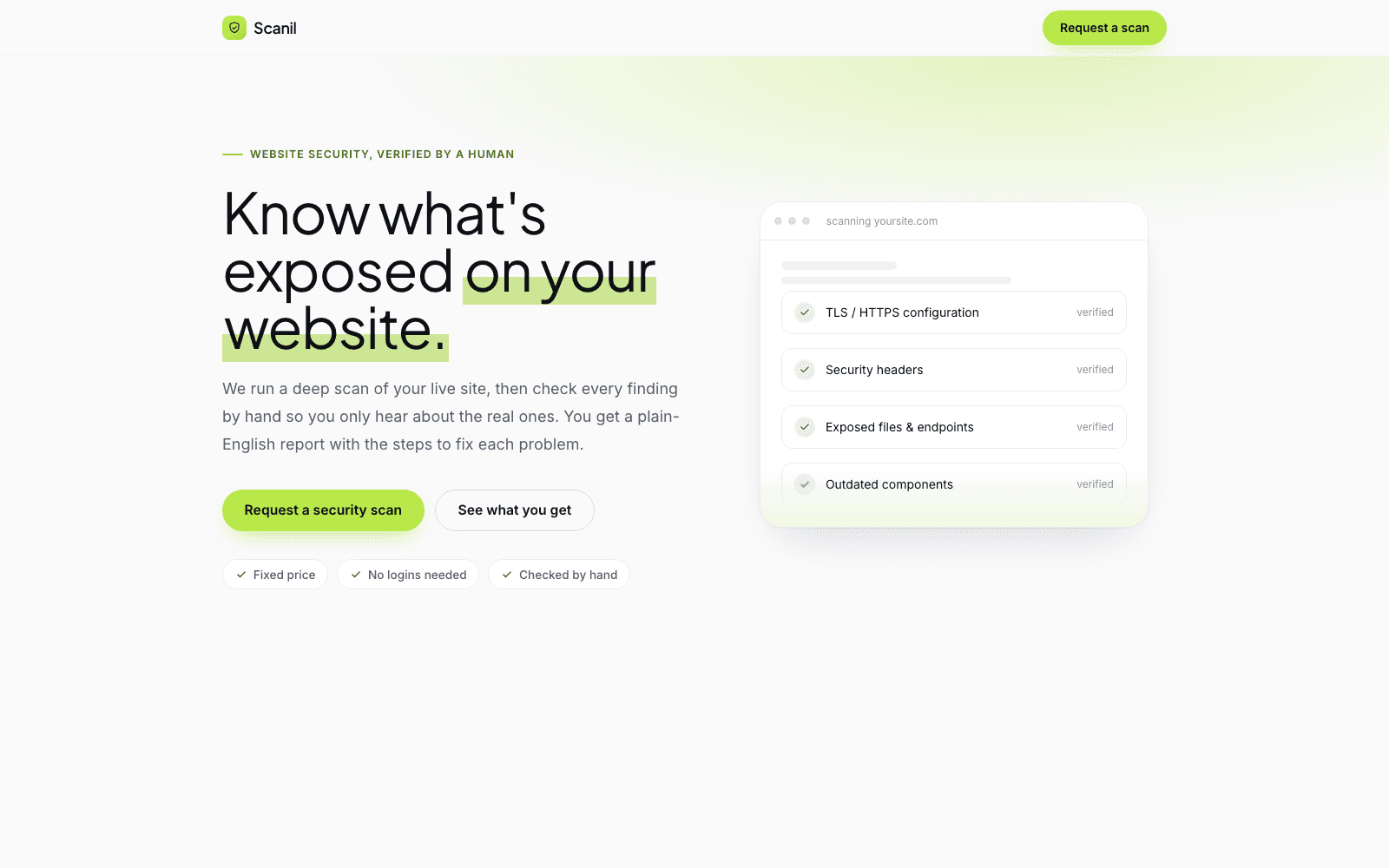 Screenshot of the Scanil website